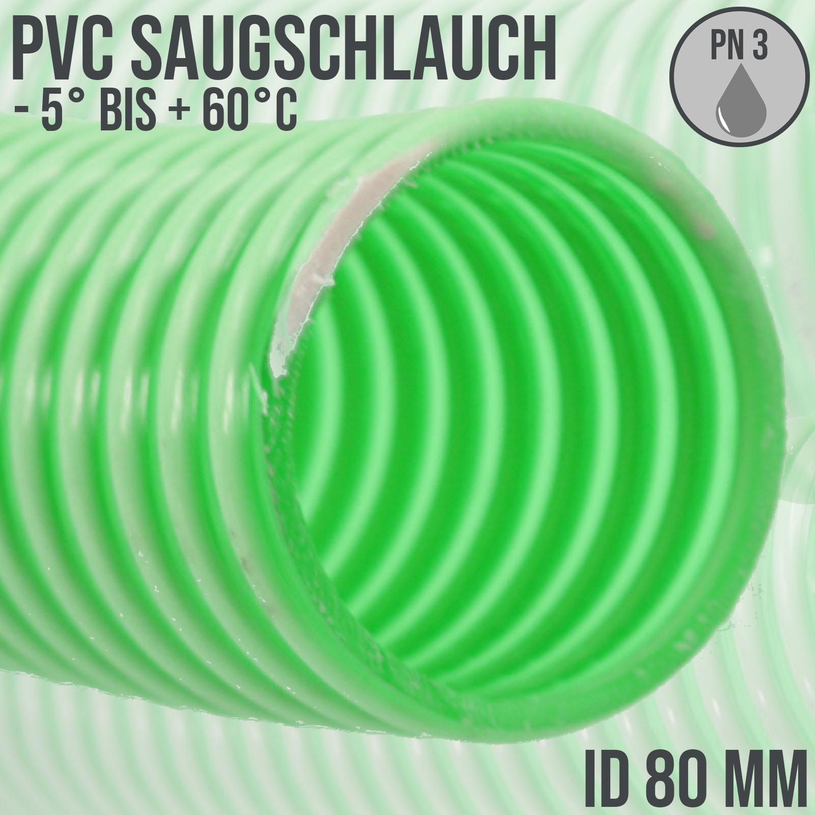 80 mm Saug Ansaug Spiral Förder Pumpen Schlauch grün-weiß transparent PN 3 bar