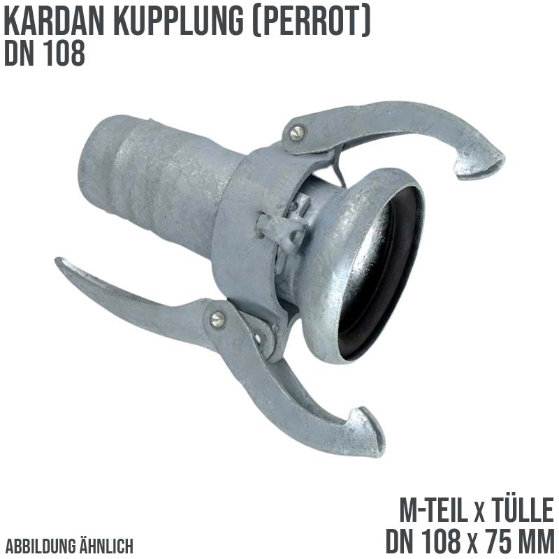 DN 108 Kardan Perrot Kupplung M-Teil mit Tülle Stutzen 75 mm Gülle Schlamm Schlauch