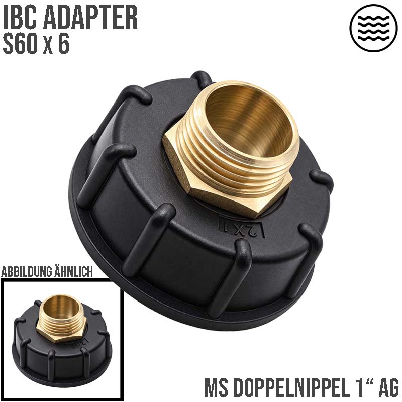 S60 x 6 IBC Adapter auf 1" Doppelnippel Container Tank Zubehör