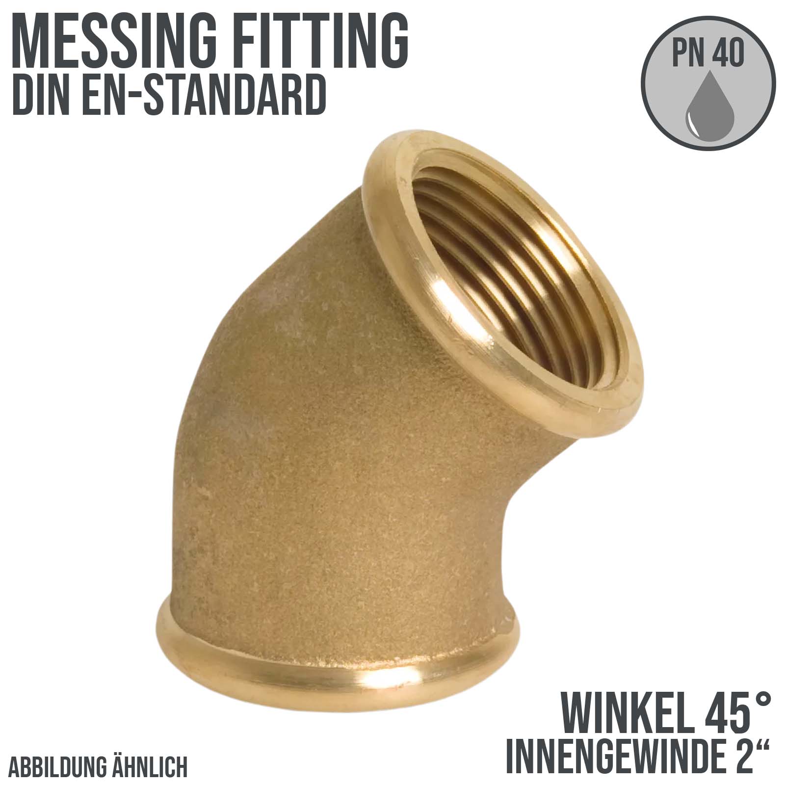 2" Winkel 45° Innen x Innengewinde IG Messing Fittings PN 40 bar