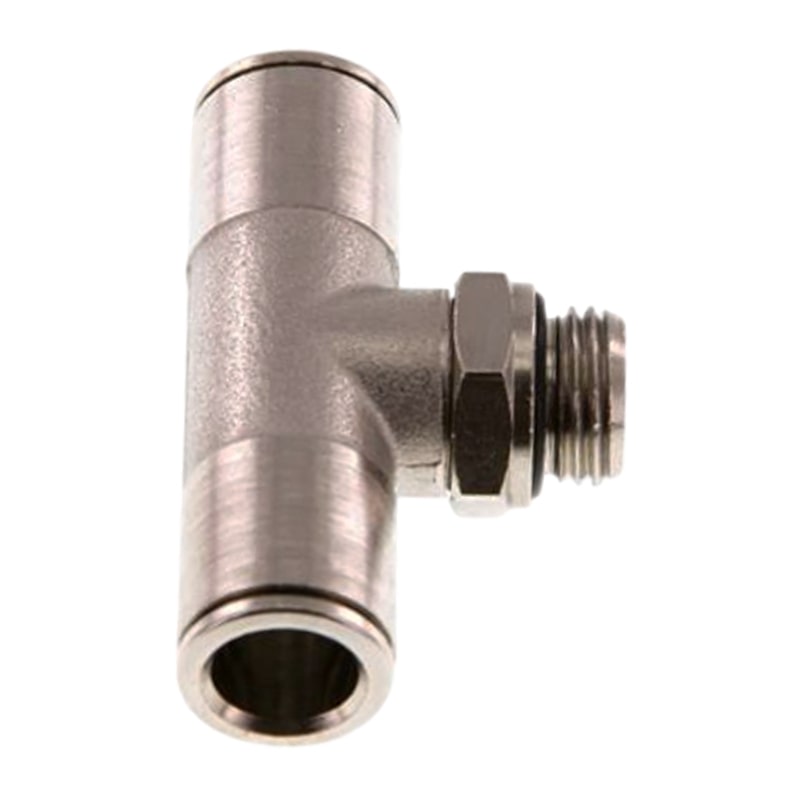 4 mm x 1/4" Pneumatik Steck Verbinder T-Stück 90° IQS MSV Messing Außengewinde zylindrisch - PN 16 bar
