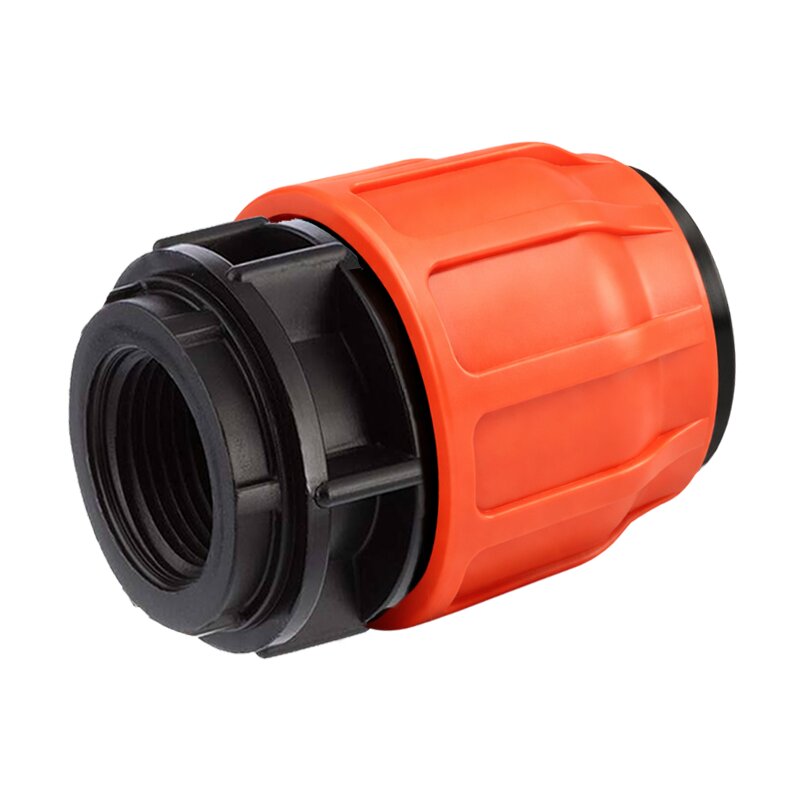 63 mm x 2 1/2" PE PP Fitting Layflat Klemm Verbinder Kupplung x Innengewinde IG Flach Schlauch - PN 10 bar