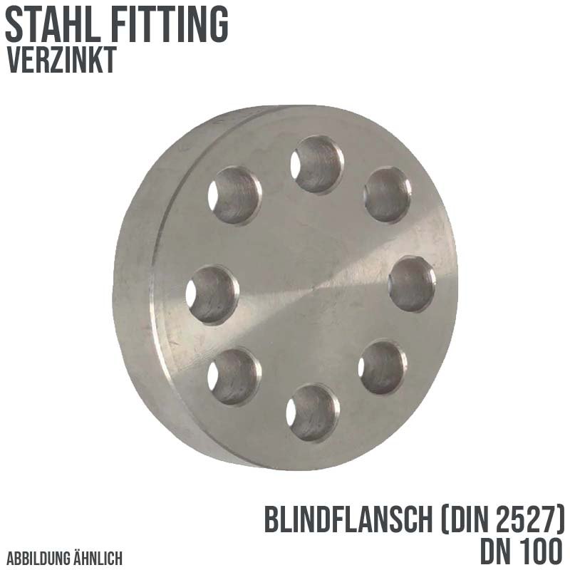 DN 100 Blind Flansch Stumpfschweißung Stahl verzinkt DIN 2527 - PN 16 bar