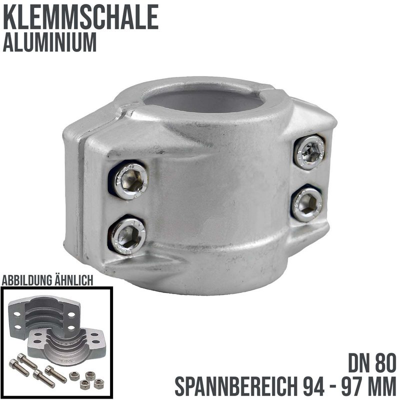 DN 80 Klemmschale Aluminium Spannbereich 94 - 97 mm für Schlauch ID x AD 80 x 96 mm - PN 25 bar
