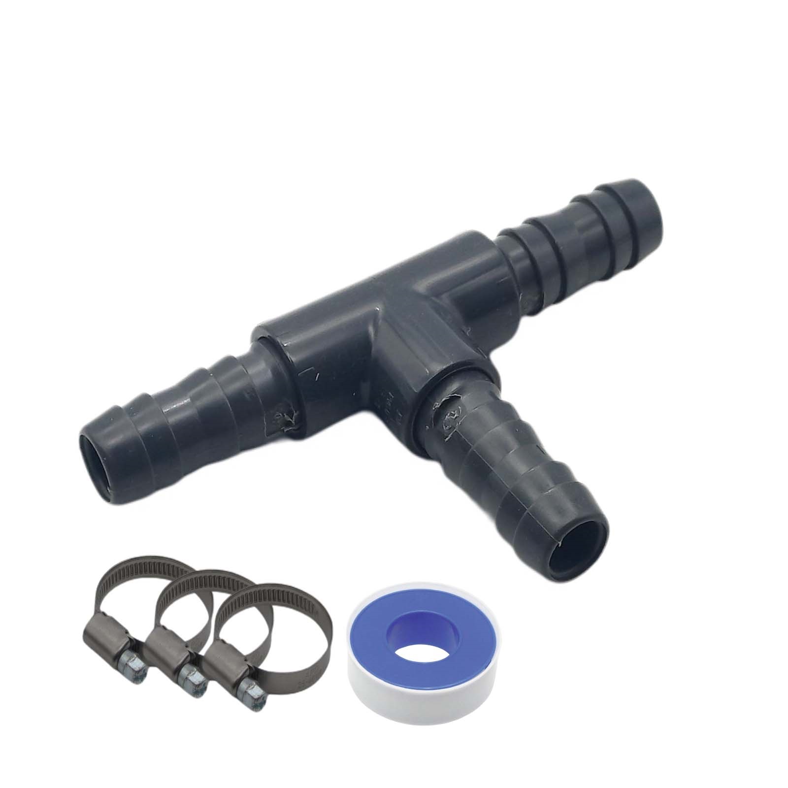 16 mm PVC PROFI T-Stück 90° Schlauch Verbinder Stutzen Tülle Pool Teich Garten - PN 10 bar - Montage-Set