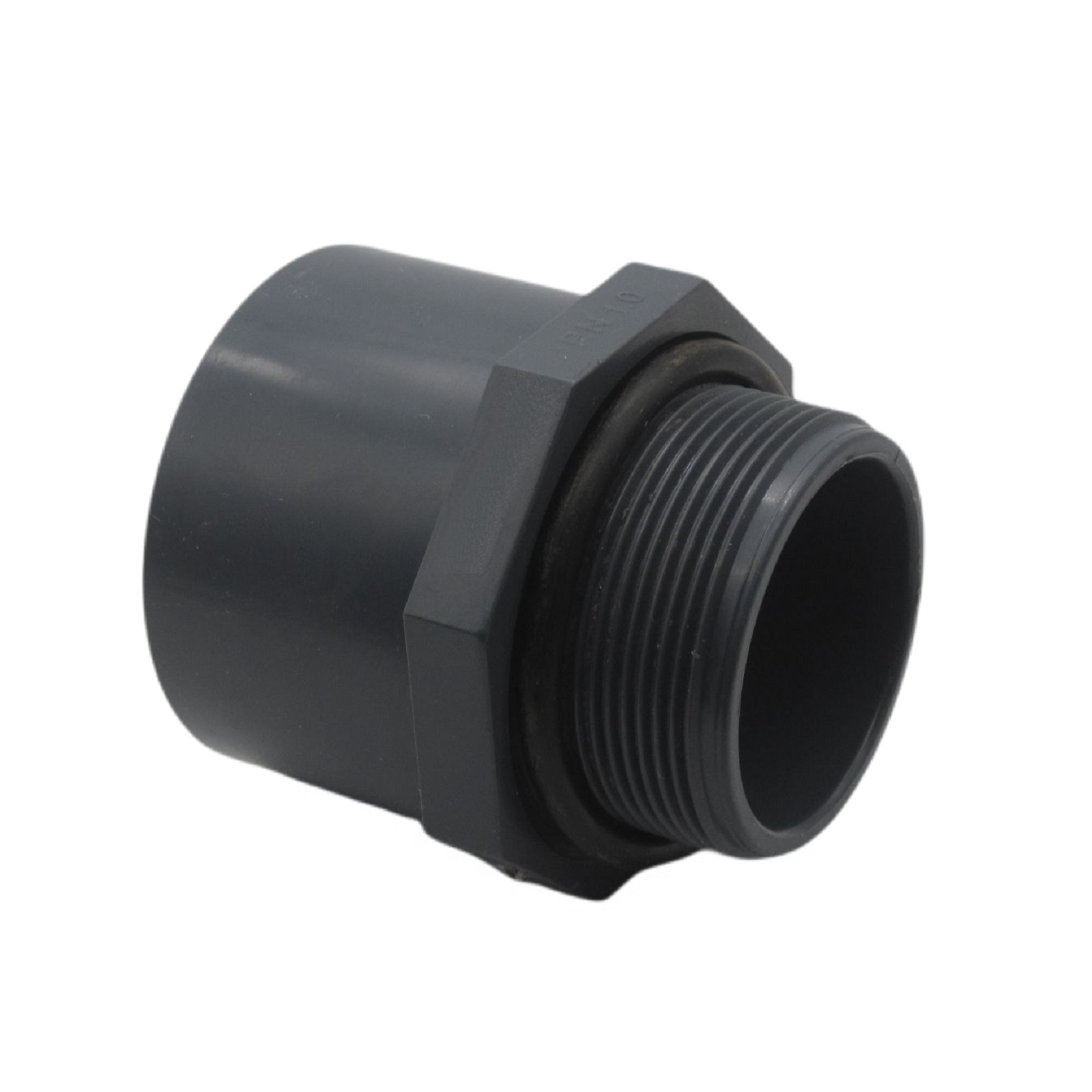 63 mm PVC Klebe Fitting Übergangsnippel Sechs-/Achtkant 63/75 mm x 2" mit O-Ring Muffe Verbinder - PN 10 bar