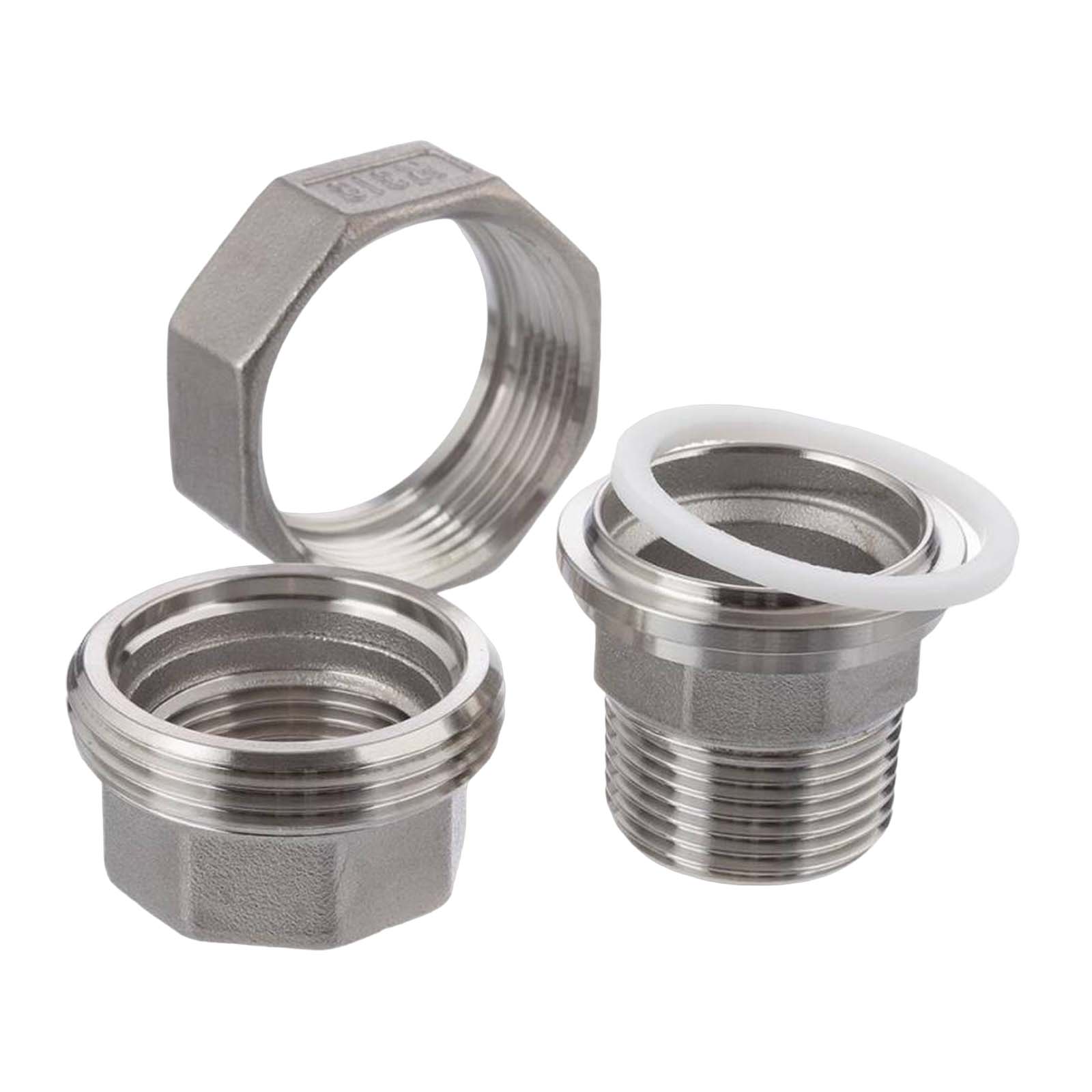 4" Edelstahl Fitting V4A AISI 316 Verschraubung Innen x Außengewinde IG x AG flach dichtend  - PN 16 bar