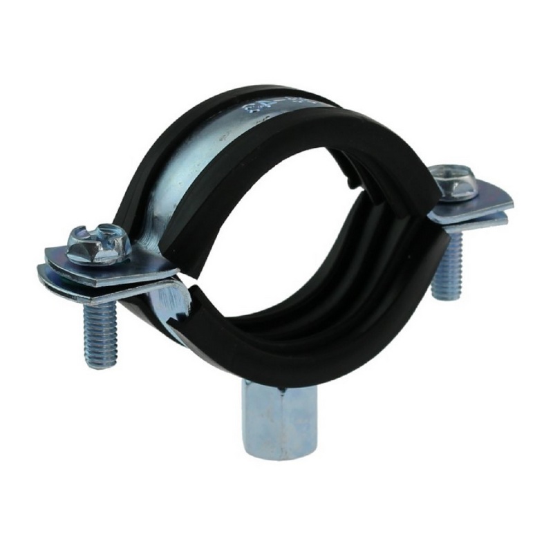 53 - 58 mm Rohr Schraub Schelle Klemme mit Gummieinlage M8 M10 2-teilig W1 Stahl verzinkt DIN 4109