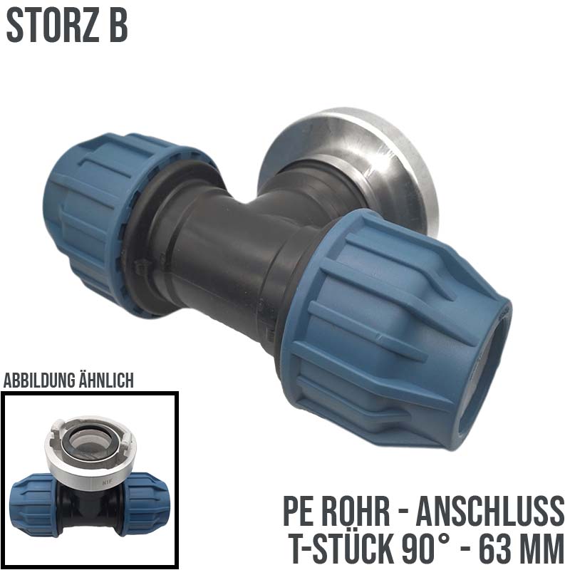 STORZ B DN 75 KA 89 Übergangsstück Adapter -> 63 mm PE T-Stück Rohr Klebeschlauch