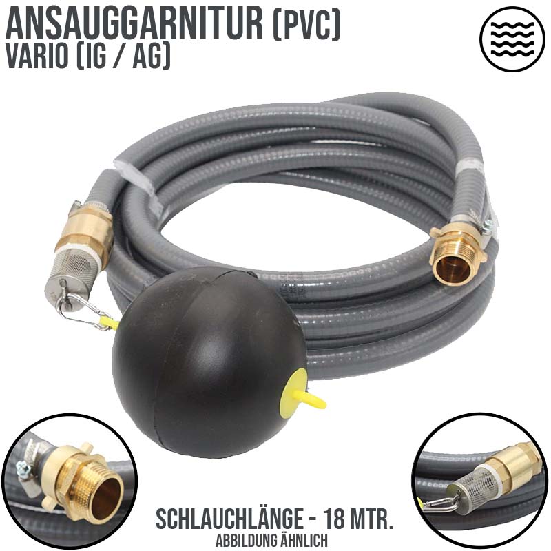 19 mm 3/4" Zoll Ansaug Saug Schlauch Pumpen Garnitur schwimmende Entnahme grau - 18 m