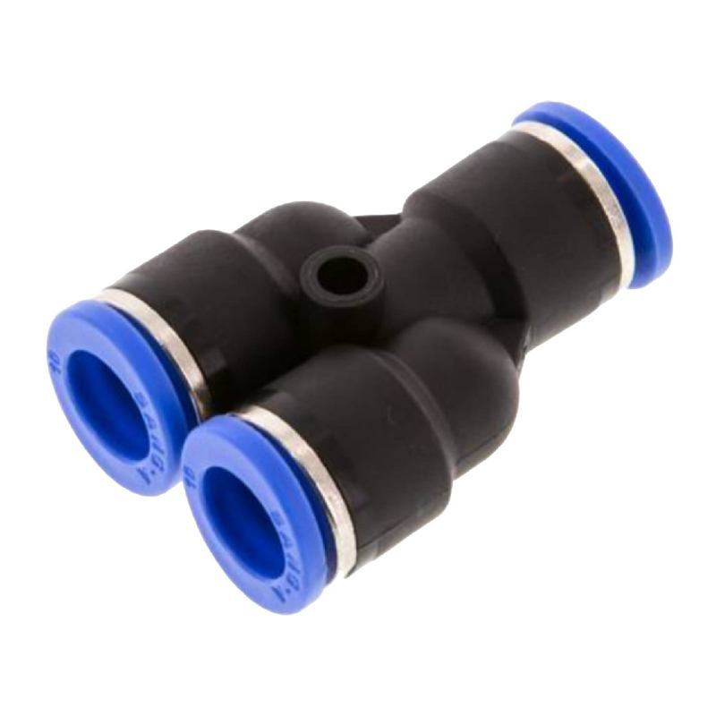 16 mm Pneumatik Steck Verbinder IQS Y-Stück blau/schwarz PA PU Schlauch - PN 20 bar