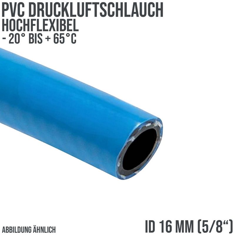 16 x 23 mm PVC Spezial Druck Kompressor Luft Schlauch hochflexibel SOFT blau - PN 15 bar
