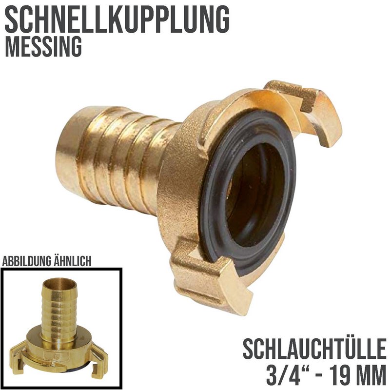 3/4" 19 mm Messing Schlauch Schnell Kupplung Tülle (GEKA kompatibel) - PN 12 bar