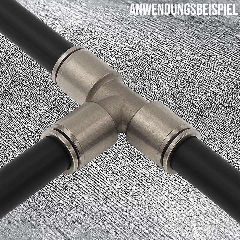 10 -> 8 mm Pneumatik Schnell Steck Verbinder IQS T-Stück 90° reduziert MSV Messing PA PU Schlauch - PN 16 bar