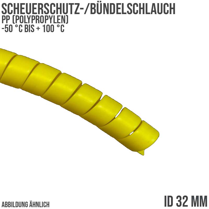 32 x 36 mm PP Scheuer Schutz Kabel Bündel Schlauch gelb