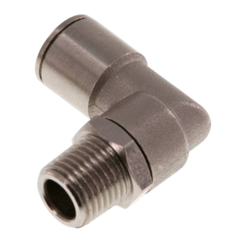 4 mm x 1/8" Pneumatik Steck Verbinder Winkel 90° kurz IQS MSV Messing Außengewinde konisch - PN 16 bar