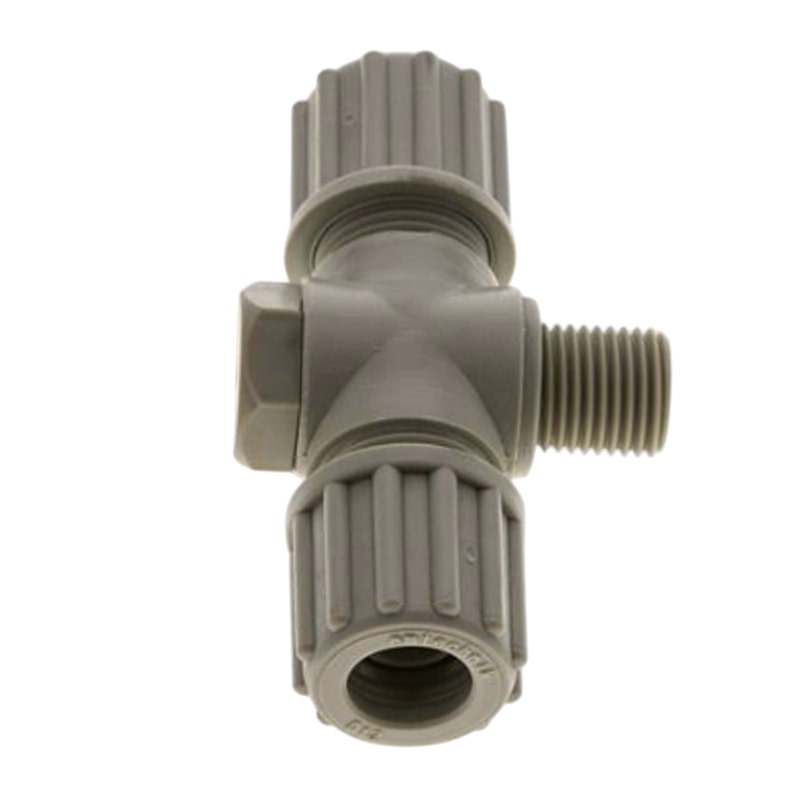 6 x 4 mm x 1/8" T-Stück 90° Kupplung Aussengewinde PA PP Schlauch Verbinder FDA drehbar - PN 10 bar