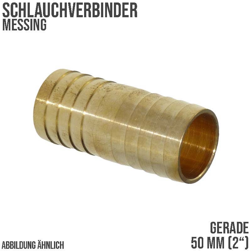 50 mm - 2" Zoll gerader Schlauch Verbinder Verteiler Tülle Kupplung Reparatur Messing PN 10 bar