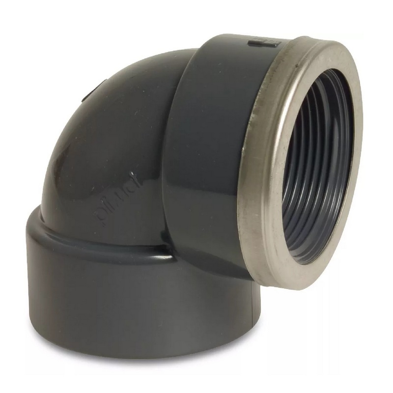 25 mm PVC Klebe Fitting Winkel 90° Innengewinde IG verstärkt 25 mm x 3/4" Muffe Verbinder - PN 16 bar