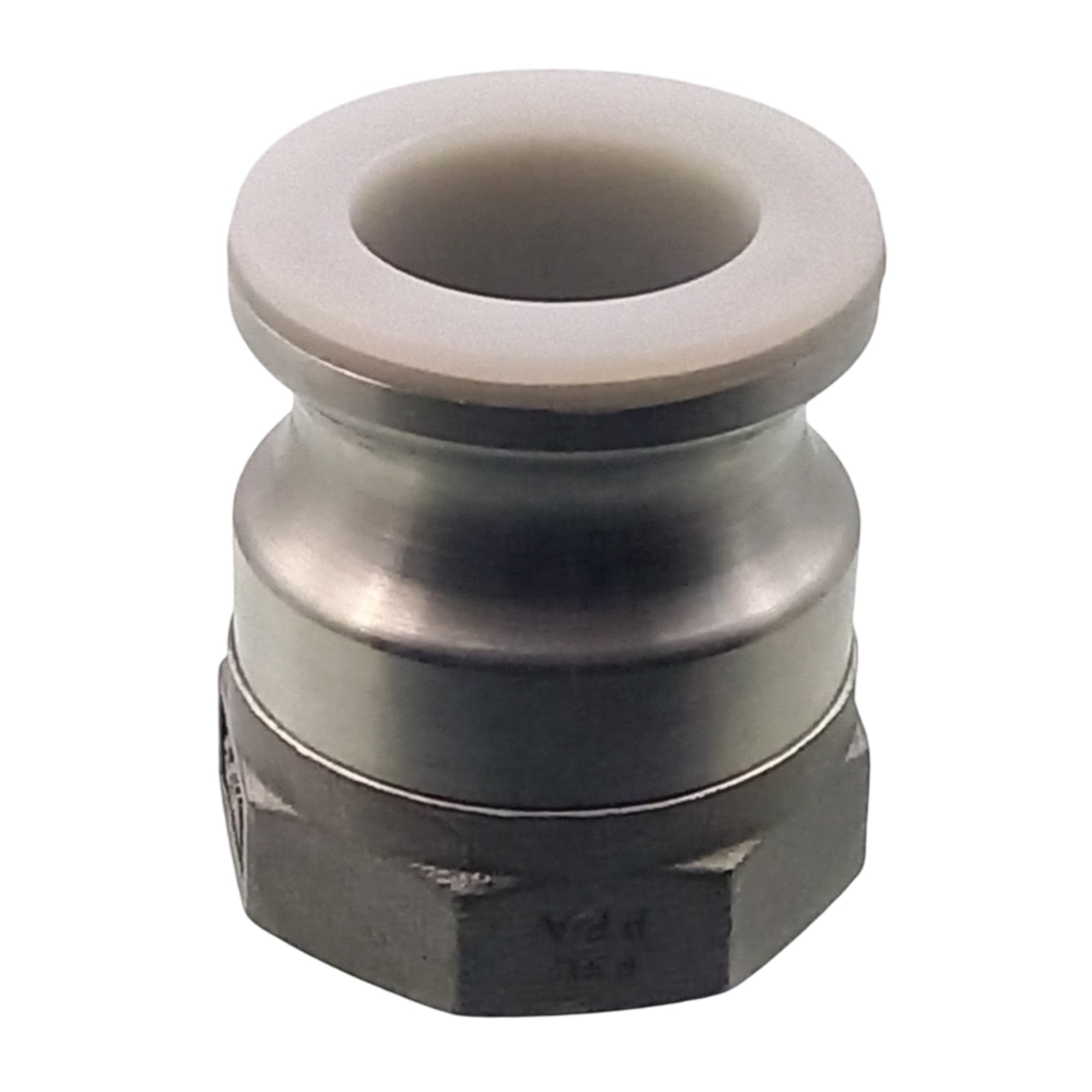 Kamlock Typ A - Vaterteil Edelstahl V2A (AISI 316) - 36,7 mm Stecker mit Innengewinde (IG) 1" Zoll DN 25 PFA beschichtet - PN 25 bar