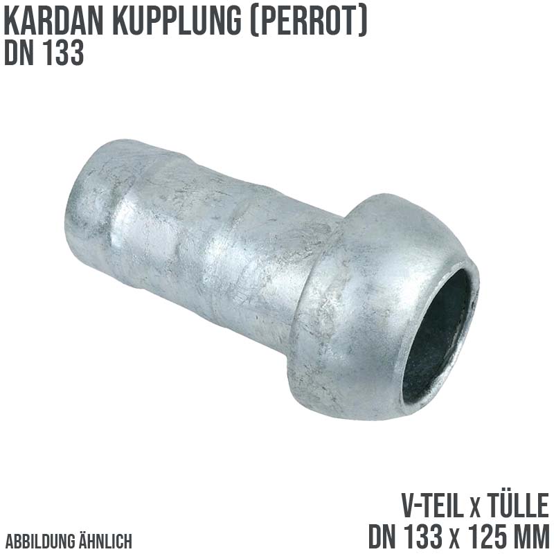 DN 133 Kardan Perrot Kupplung V-Teil mit Tülle Stutzen 125 mm Gülle Schlamm Schlauch