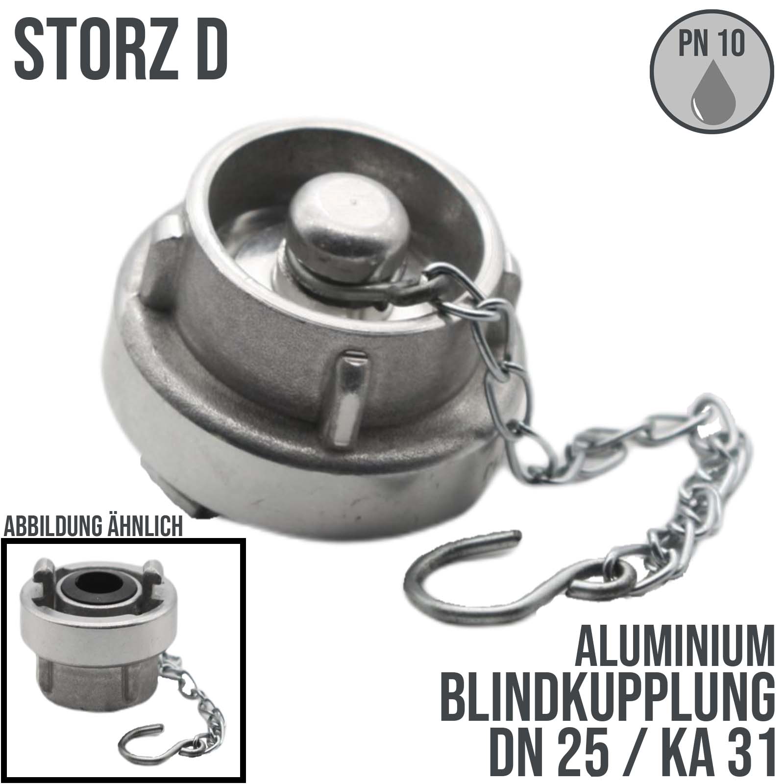 STORZ D DN25 KA31 Blindkupplung mit Kette Saug Bau Feuerwehr Schlauch PN 10 bar