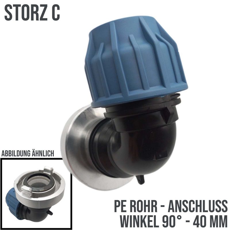 STORZ C DN 52 KA 66 Übergangsstück Adapter -> 40 mm PE Winkel 90° Rohr Klebeschlauch