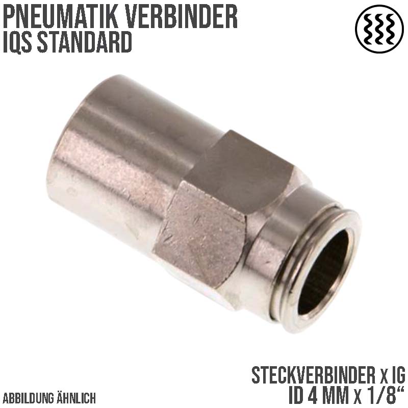 4 mm x 1/8" Pneumatik Schnell Steck Verbinder IQS MSV Messing Innengewinde - PN 16 bar