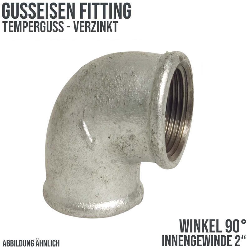 2" Gusseisen Temperguss Fitting Nr. 90 Winkel 90° Innengewinde IG DVGW PN 25 bar