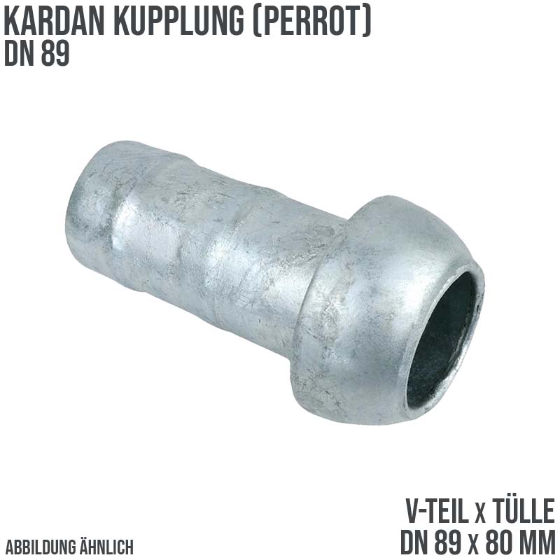DN 89 Kardan Perrot Kupplung V-Teil mit Tülle Stutzen 80 mm Gülle Schlamm Schlauch