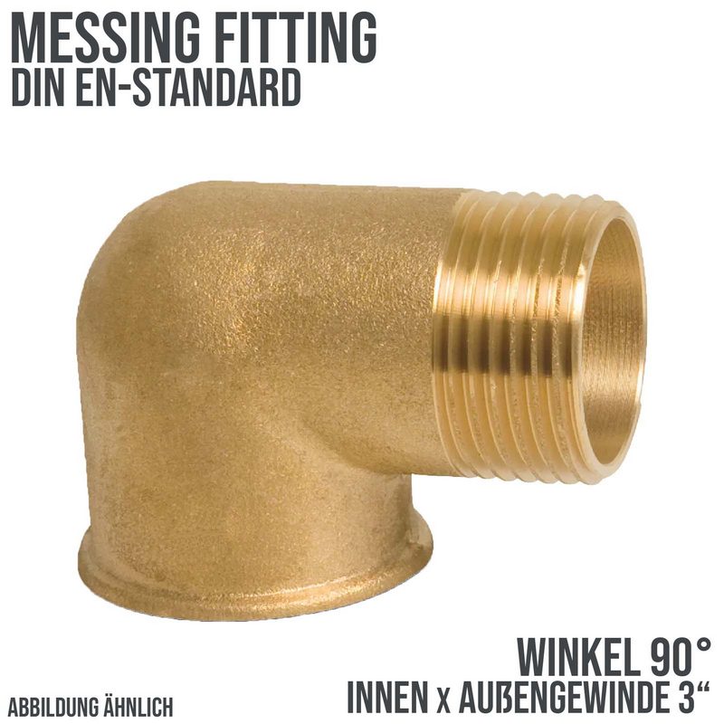 3" Winkel 90° Nr. 92 Innen x Außengewinde IG x AG Messing Fittings PN 20 bar