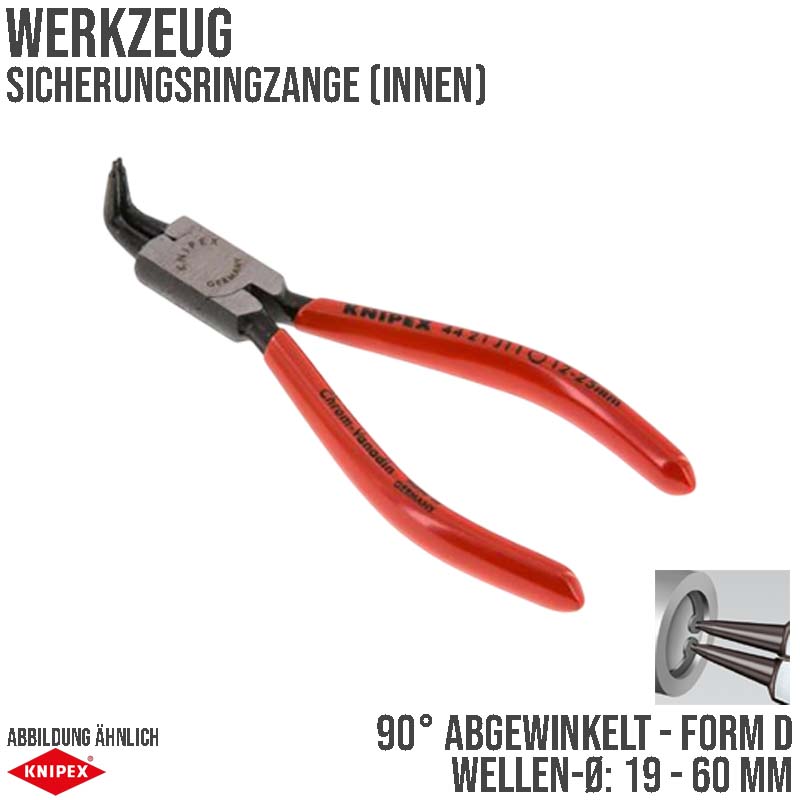 170 mm Sicherungsring Zange innen 90° abgewinkelte Form D - J21 Knipex