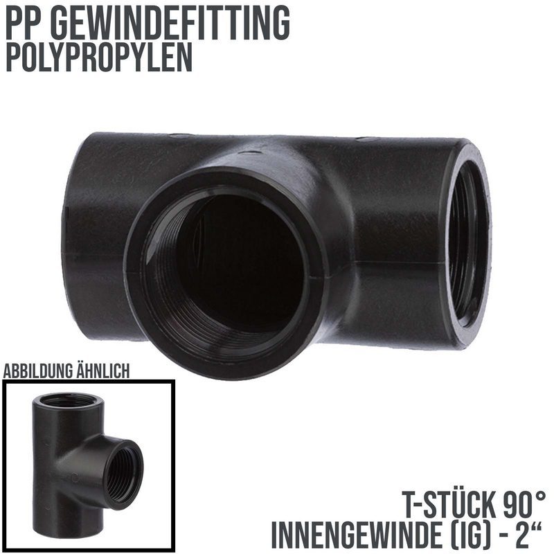 2 " PP Gewinde Fitting T-Stück 90° schwarz Innen x Innengewinde IG Polypropylen - PN 10 bar