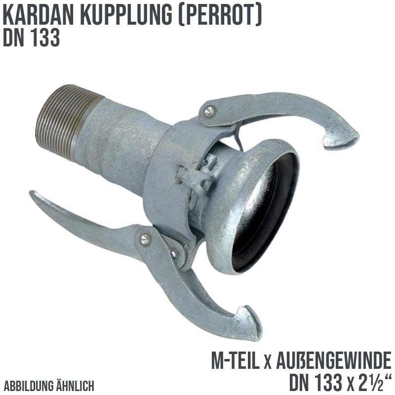 DN 133 Kardan Perrot Kupplung M-Teil mit Außengewinde 2 1/2" Zoll Gülle Schlamm Schlauch