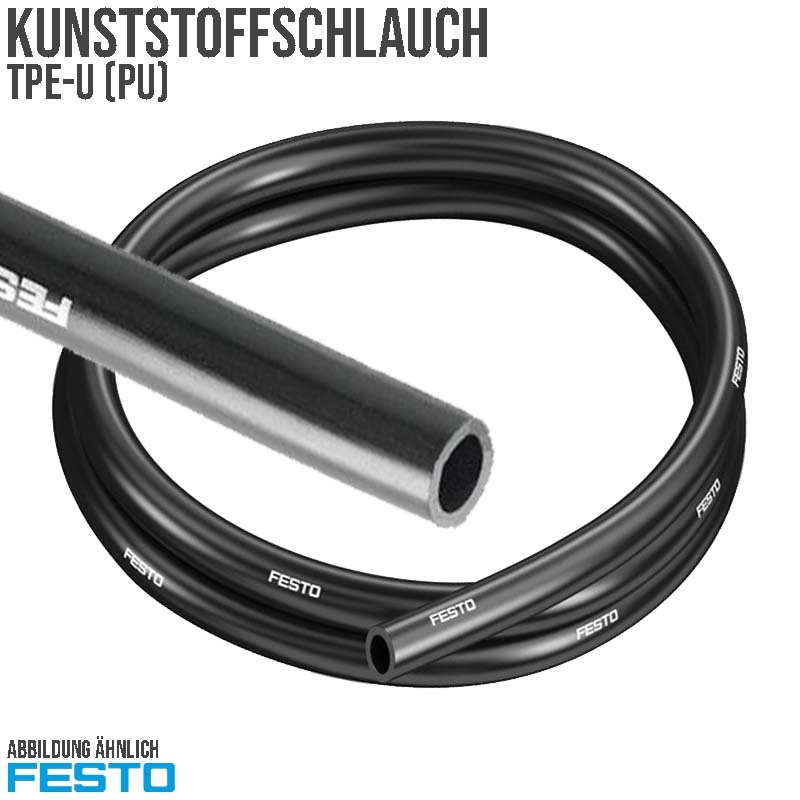 12 x 8 mm TPE Kunststoff Pneumatik Druckluft Schlauch PUN-CM schwarz (130818) - PN 10 bar