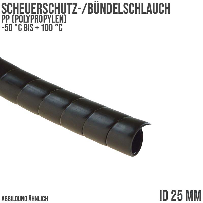 25 x 29 mm PP Scheuer Schutz Kabel Bündel Schlauch schwarz