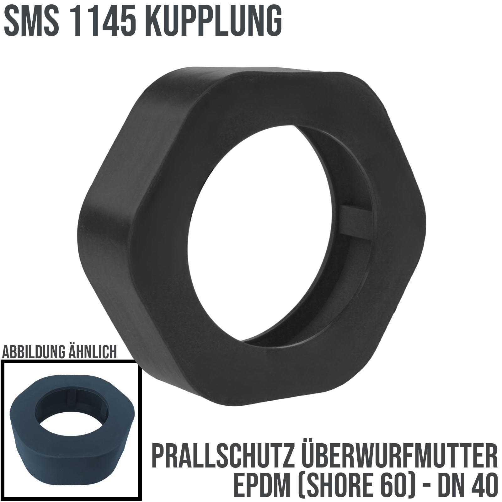 DN 40 SMS Kupplung 1145 Prallschutz Überwurfmutter ÜWM Gummi EPDM - schwarz