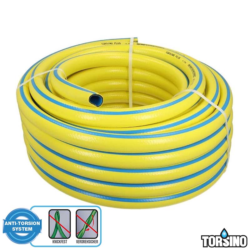 19 mm 3/4" Zoll 5-lagiger Garten Wasser Bewässerung Schlauch gelb Torsiono Plus PN 8 bar - 50m