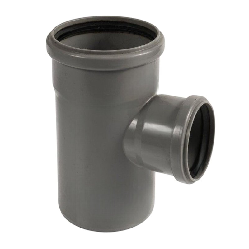 110 x 75 mm PP T-Stück 87° Abzweig Abfluß Abwasser HT KG Rohr Steckmuffe x Stutzen grau