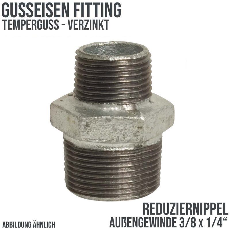 3/8" x 1/4" Gusseisen Temperguss Reduziernippel Nr. 245 Außen x Außengewinde AG PN 25 bar