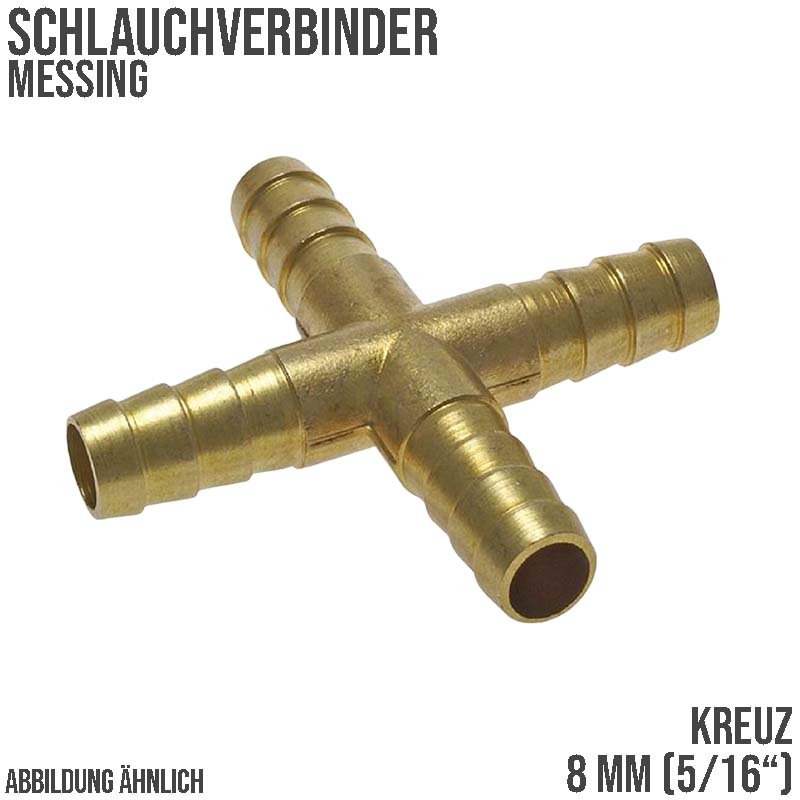 8 mm - 5/16" Zoll Kreuz Schlauch Verbinder Verteiler Tülle Kupplung Reparatur Messing PN 10 bar
