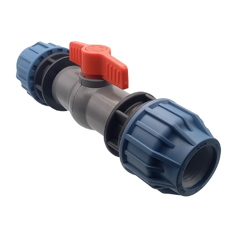 20 mm PE PP Fitting Klemm Verbinder Verschraubung Kugelhahn ECO mit 2-fach Muffe