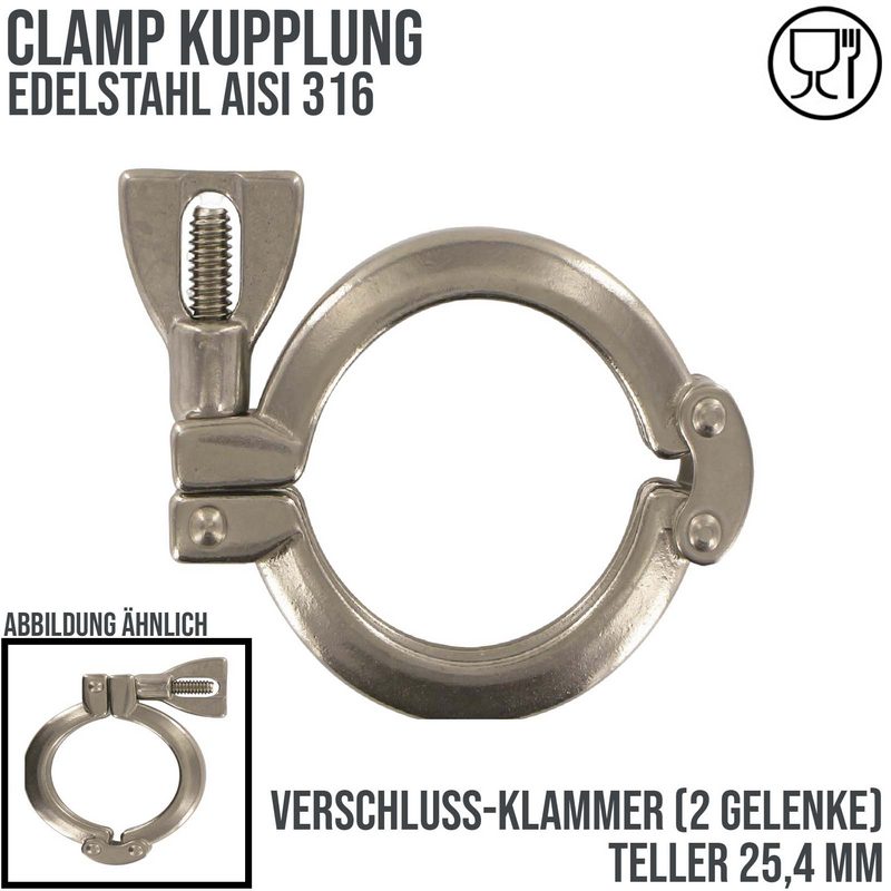 CLAMP Verschluss Klammer (2-Gelenke) Teller 25,4 mm - PN 25 bar