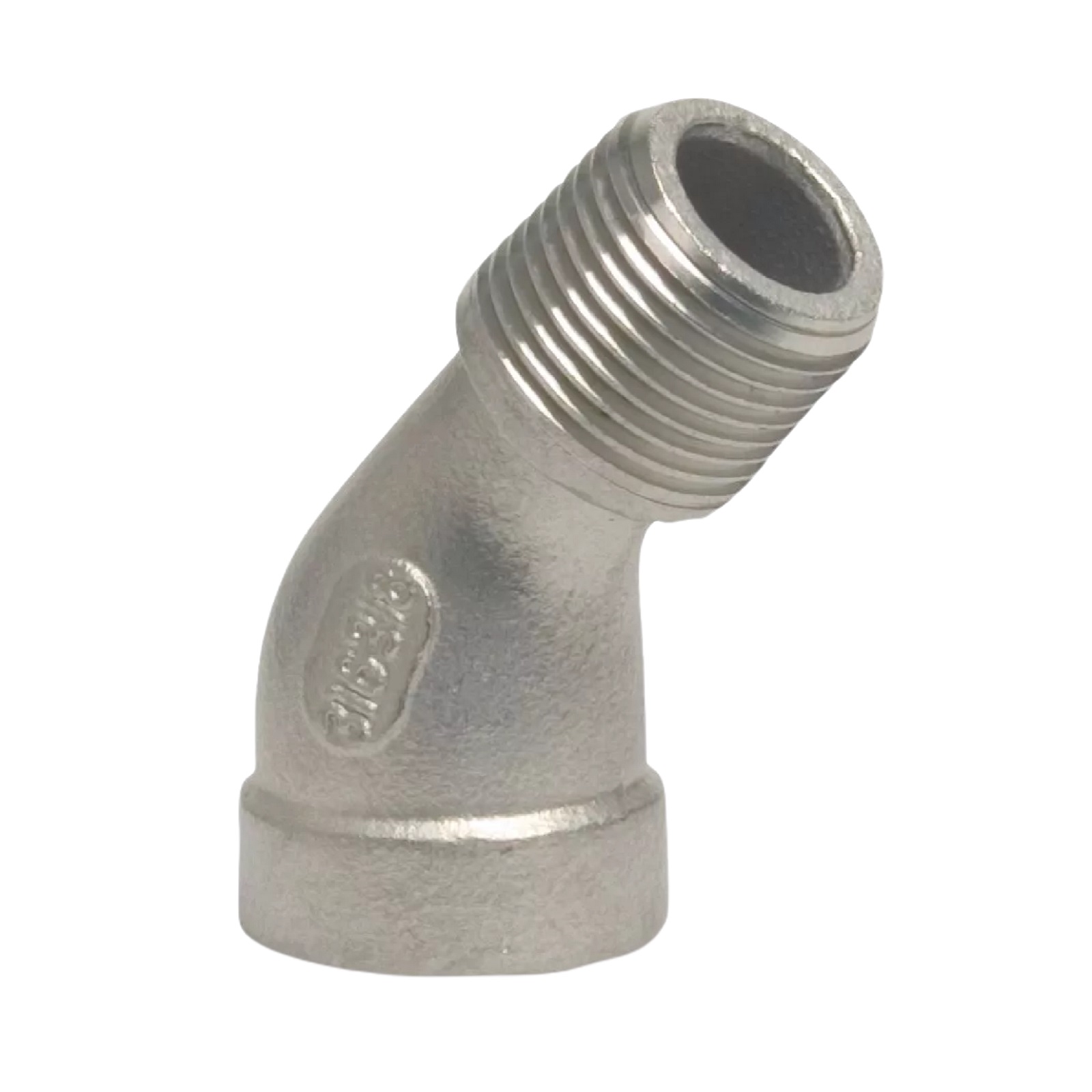 1 1/2" Edelstahl Fitting V4A AISI 316 Nr. 121 - Winkel 45° Innen x Außengewinde IG x AG - PN 10 bar