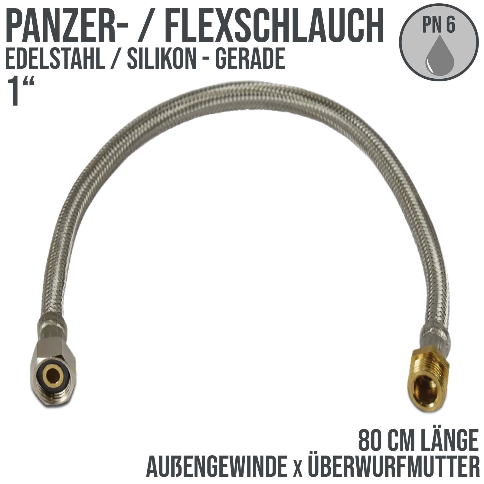 1" Flex- / Panzer Schlauch Sanitär Heizung universal ÜM x AG PN 6 bar - 80 cm