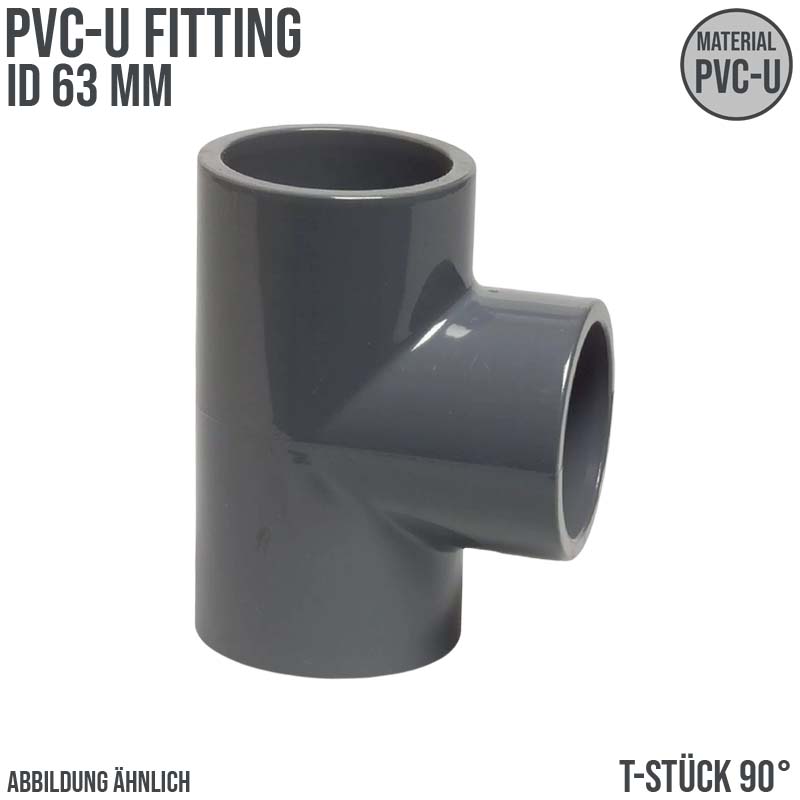 63 mm PVC Klebe Fitting T-Stück 90° Winkel Muffe Verbinder - PN 16 bar