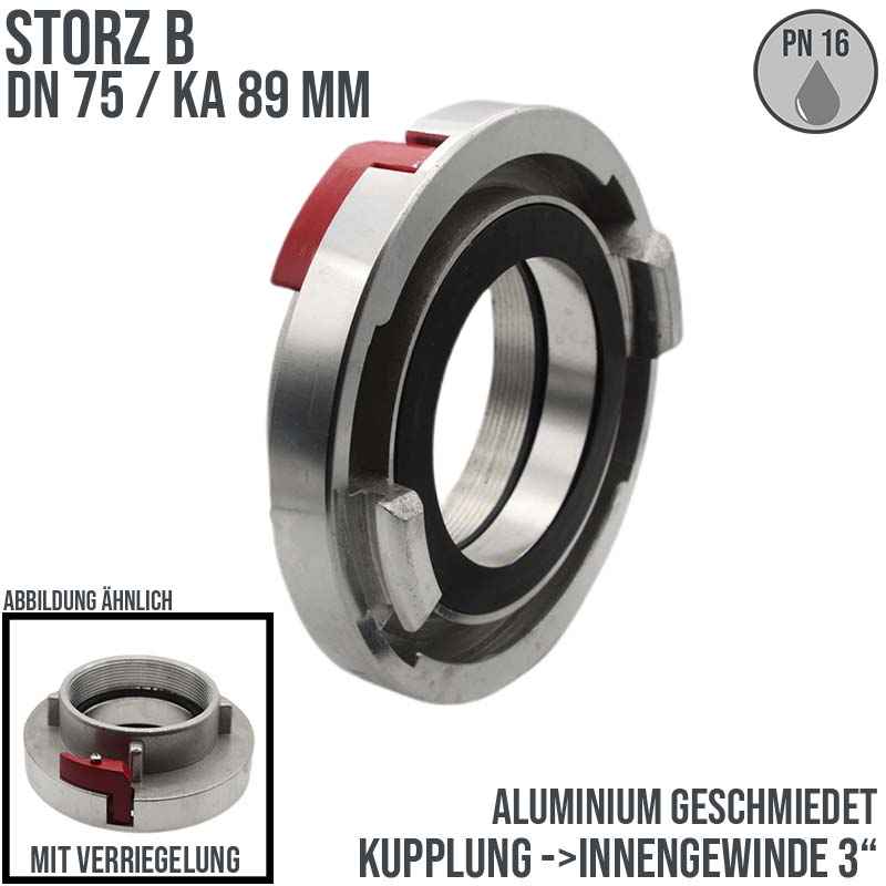 STORZ B DN 75 KA 89 Kupplung Innengewinde IG 3" mit Verriegelung Saug Bau Feuerwehr Schlauch  - PN 16 bar