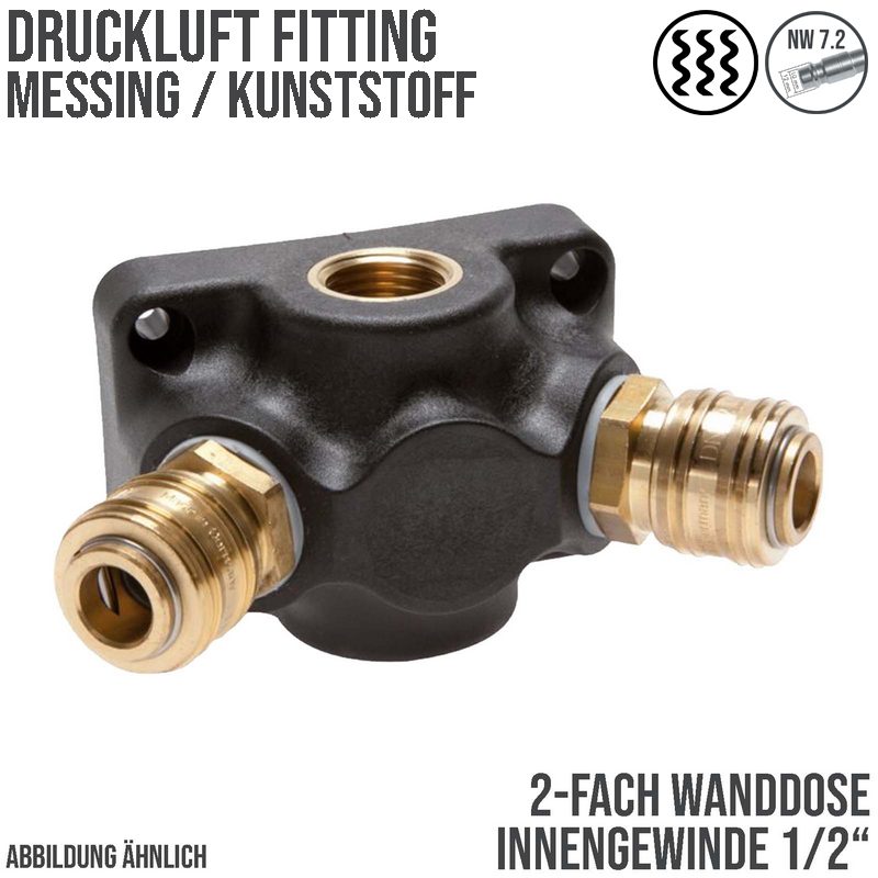 1/2" Wand Verteiler Dose Kunststoff Innengewinde IG auf 2-fach Kupplungdose NW 7,2 Messing