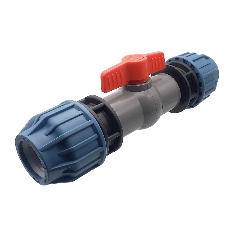 16 mm PE PP Fitting Klemm Verbinder Verschraubung Kugelhahn ECO mit 2-fach Muffe