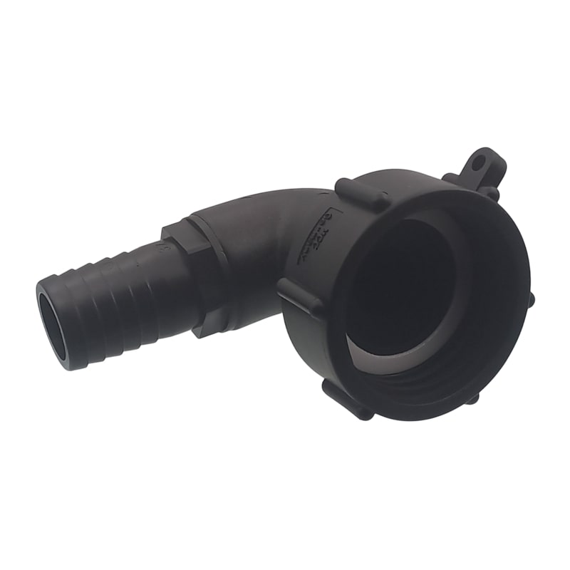 S60 x 6 IBC Winkel 90° Adapter Tülle Stutzen 50 mm 2" Container Fass Tank Zubehör PN 10 bar